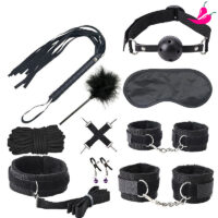 Kit Sado Black Wolf – 9 Peças com Corda e Varinha com Pena